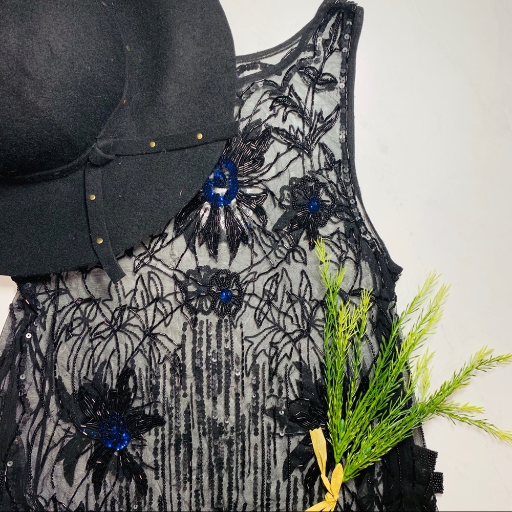Purple Free People Beaded Slip Dress Black NWOT XS